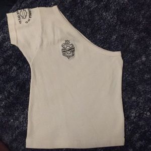 !!!VINTAGE WHITE ONE SLEEVE HD TSHIRT